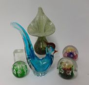 A collection of various glass paperweights approx 20, also other Murano and other glassware.