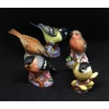 Five Worcester porcelain birds, comprising of Chaffinch (open beak) No 3240, Bullfinch No 3238,