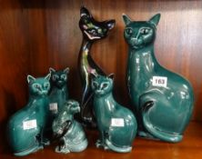 A collection of Poole Pottery cats ornaments and others (7).