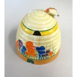 Clarice Cliff, jam pot and cover (the cover is damaged)