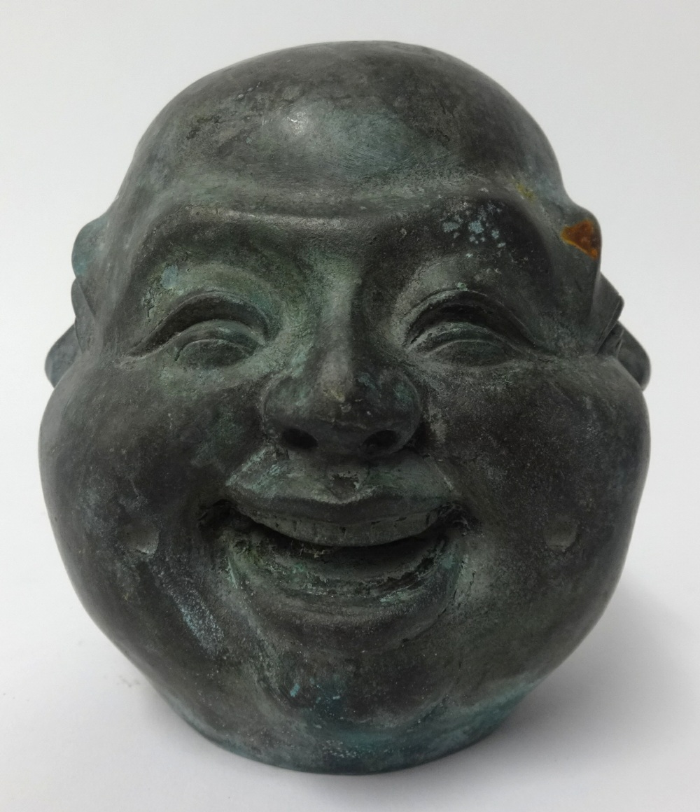 A 20th century Oriental bronze effect four face figure with character mark, height 14cm. - Image 2 of 5