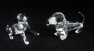 Swarovski Crystal Glass, Large Dachshund 010003 and Dalmatian Puppy Sitting 628909 (2)