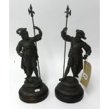 Two spelter figures.