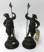 Two spelter figures.