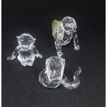 Swarovski Crystal Glass, Young Gorilla with Banana's 273394, Chimpanzee 221625 and Cobra 243979 (3)