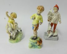 Royal Worcester, three porcelain figures including 'October', 'November' and 'April' (3).