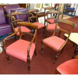 A set five early Victorian mahgany framed dining chairs together with a 19th century mahogany fram