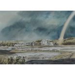 David Wilcox, watercolour, 'Rainbow' and Richard Slater (Devon), 'Tamar Calm' watercolour 37cm x