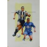 Gary Keane, original signed watercolour 'Les Ferdinand', overall size 40cm x 29cm and also a print