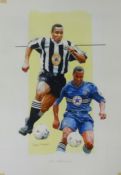 Gary Keane, original signed watercolour 'Les Ferdinand', overall size 40cm x 29cm and also a print