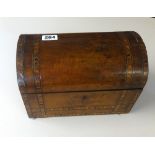 Victorian walnut and parquetry inlaid tea caddy, width 25cm.