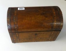 Victorian walnut and parquetry inlaid tea caddy, width 25cm.