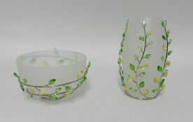 Swarovski Crystal Glass, Swarovski Bowl, Leaves Jonquil 719498 and Swarovski Vase, Leaves Jonquil