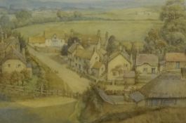 Ernest. F. Hill (1897-1940), R.B.S.A, watercolour, 'A Hamlet, near the Warwickshire Haven',