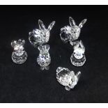 Swarovski Crystal Glass, Large Rabbit 905777, Mini Var Rabbit 1010012, Mini Lying/Resting Rabbit