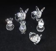 Swarovski Crystal Glass, Large Rabbit 905777, Mini Var Rabbit 1010012, Mini Lying/Resting Rabbit
