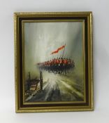 John Bampfield, oil on canvas, signed, 'The Cavalry Charge' (2).