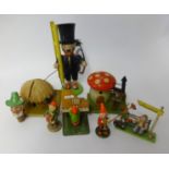 A collection of German novelty gnome figures also a Corgi 'Chitty Chitty Bang Bang' Diecast model