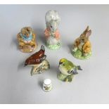 Beatrix Potter ornaments including Royal Albert 'Timmy Tiptoes' and 'Benjamin Bunny'.