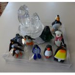 Ten novetly glass and other penguins.