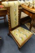 An octagonal occasional table and a Victorian rosewood Prieu Deux chair (2).