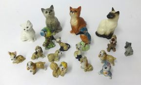 Various Wade ornaments, Poole Pottery dishes and various crested ware also Beswick wares.
