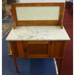 A marble top and oak washstand.