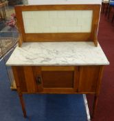 A marble top and oak washstand.