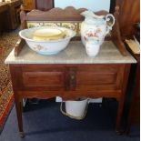 A marble top wash stand, together with a jug and basin set.