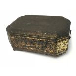 A 19th century Chinese Export lacquered box (with faults), width 37cm, depth 28cm.