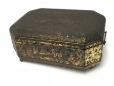 A 19th century Chinese Export lacquered box (with faults), width 37cm, depth 28cm.