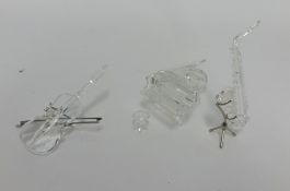 Swarovski Crystal Glass, Grand Piano with Stool 174506, Saxophone 211728 and Violin with Stand