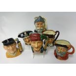 Six Royal Doulton character jugs, to include Lumberjack D6610 and Golfer D6623 (6).