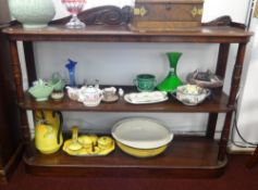 A walnut two tier folding table, together with a Victorian mahogany three tier sideboard, length