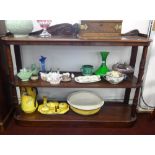 A walnut two tier folding table, together with a Victorian mahogany three tier sideboard, length