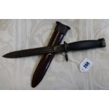 An American WWII dagger, marked U.F.H JS 1942, with scabbard, length 34cm.