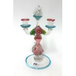 Venetian glass candelabra, height 32cm.