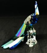 Swarovski Crystal Glass, SCS 2013 'Pfav Peacock', members figurine, boxed.