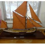 Model ship with plaque inscribed 'Sprit Sail, Barge Lady Daphney 1923', scale 1:48, length 84cm.
