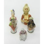 Porcelain pin cushion dolls head, novelty German scent bottle, porcelain Middle Eastern busts (5).