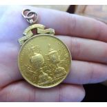 Aston Villa Football Club, a Victorian 18ct gold medallion inscribed 'Presented to G.B.Ramsay Esq,