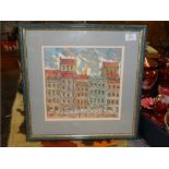 Mark Denman, 'Divers' print, watercolour 'Warsaw' and Bob Tucker oil 'Derwent, Cumbria 1981' 22cm