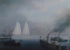 Tim Thompson, a pair of marine prints, 'The Americas Cup', signed, in gilt frames, overall size 66cm