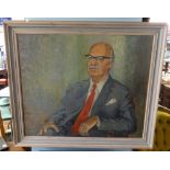 A 1970's portrait of an 'Elderly Gentleman' indistinctly signed, oil on canvas, 61cm x 78cm,