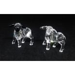 Swarovski Crystal Glass, Little Black Head Lamb 654305 and Little Clear Head Lamb 651875 (2)