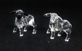 Swarovski Crystal Glass, Little Black Head Lamb 654305 and Little Clear Head Lamb 651875 (2)