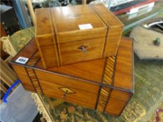 A late Victorian mahogany and parquetry inlaid writing slope