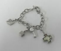 Swarovski, a white metal charm bracelet.