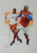 Gary Keane, original signed watercolour 'Dwight Yorke', overall size 40cm x 29cm, Gary Keane is