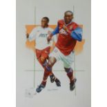 Gary Keane, original signed watercolour 'Dwight Yorke', overall size 40cm x 29cm, Gary Keane is